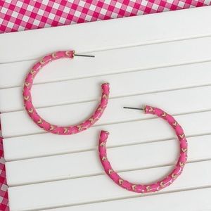 Large Heart Patterned Enamel Hoop Earrings